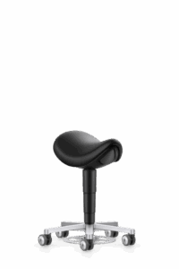 Cleanroom_Saddle_Stool_9F73R_Magic_Artificial-Leather_MG01_Black_Castors_Aliuminium-polished-s