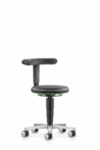 LABORATORY_STOOL_2_9463L_FLEX-SUPPORT_ARTIFICIAL-LEATHER-MAGIC_BLACK_CASTORS_COLOUR-RING-GREEN_ALUMINIUM-POLISHED_S1